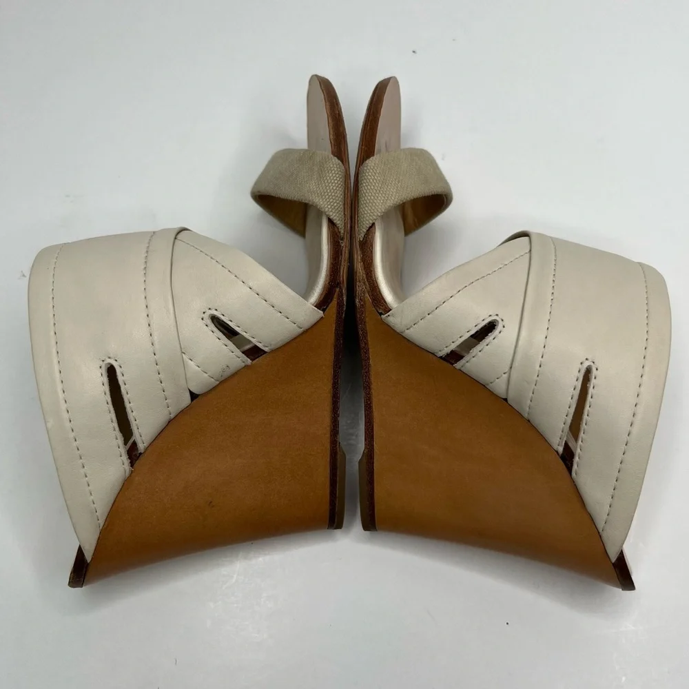 Rag & bone Shaw Wedge Sandals in Cream Size Leather Size 38.5